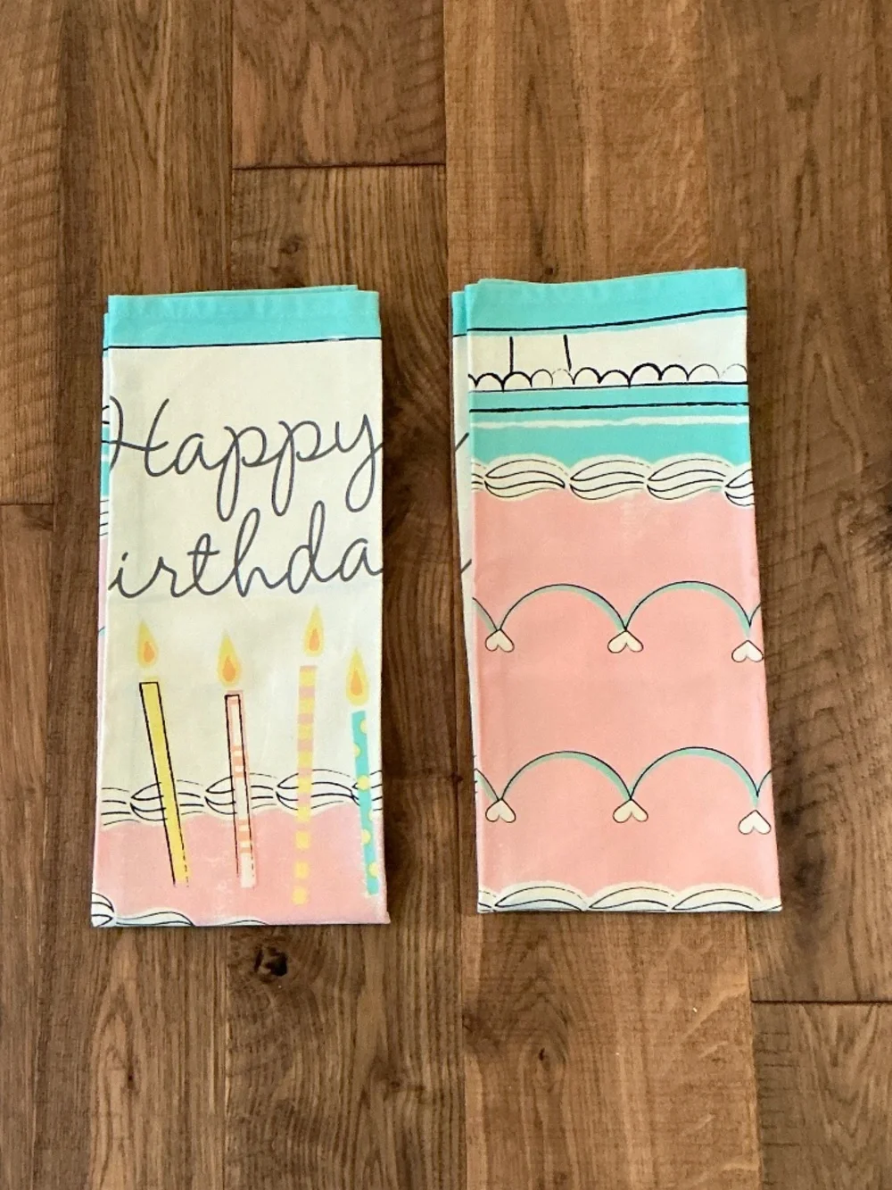 SUR LA TABLE Kitchen Tea Towel Set of 2 Happy Birthday